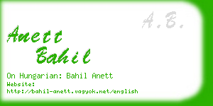 anett bahil business card